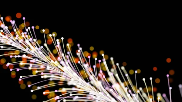 Tarz sahibi parlak bir dalın, siyah arkaplandaki parçacıklara karşı zarif bir şekilde büyümesi. Büyülü muhteşem bitki örtüsü. Herhangi bir tasarım için mükemmel arkaplan ve öge