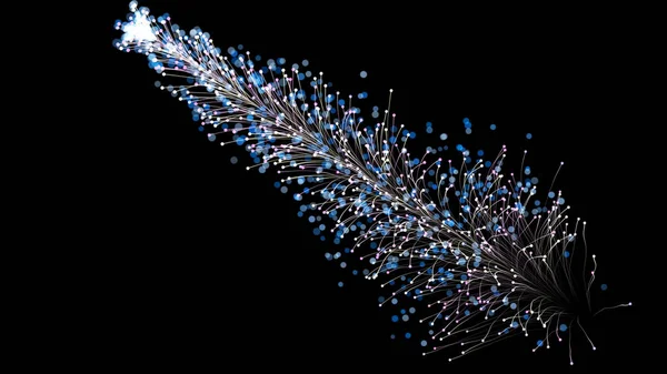 Tarz sahibi parlak bir dalın, siyah arkaplandaki parçacıklara karşı zarif bir şekilde büyümesi. Büyülü muhteşem bitki örtüsü. Herhangi bir tasarım için mükemmel arkaplan ve öge