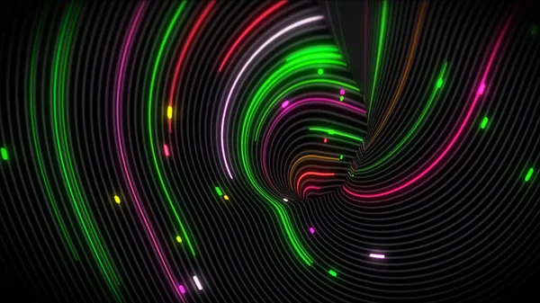 Rendering Spiral Bright Vortex Flows Light Surface Lines Colorful Decorative — 图库照片