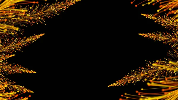 Rendu Branches Lumineuses Élégantes Sur Fond Noir Qui Forment Cadre — Photo