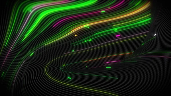 Vórtice Brillante Espiral Representación Fluye Luz Una Superficie Con Líneas — Foto de Stock