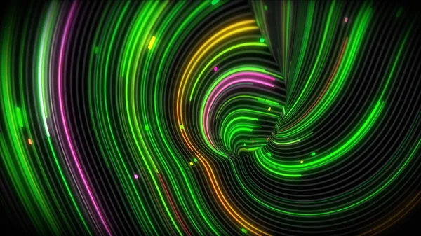 Rendering Spiral Bright Vortex Flows Light Surface Lines Colorful Decorative — Stock Photo, Image