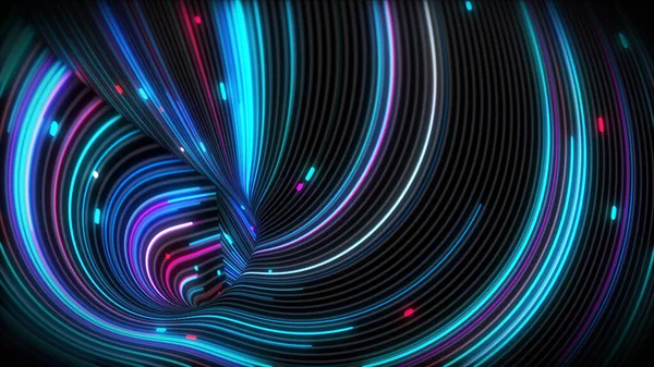 Renderização Espiral Brilhante Vórtice Fluxos Luz Uma Superfície Com Linhas — Fotografia de Stock