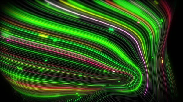 Рендеринга Спіральних Яскравих Вихрових Потоків Світла Поверхні Лініями Барвисті Декоративні — стокове фото