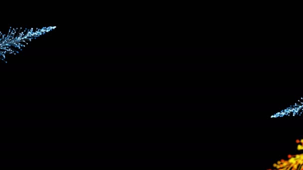 Стильная Анимация Ярких Красочных Ветвей Динамично Растет Черном Фоне Формирует — стоковое видео
