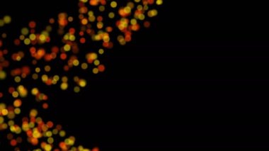 Uzayda parlak renkli parçacıkların, siyah bir arkaplanda dinamik bir şekilde dağılmasının şık bir animasyonu. Uzayda sihirli polen. Harika bir bitki örtüsü. Herhangi bir tasarımın mükemmel arkaplanı ve ögesi