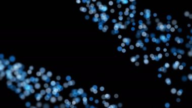 Uzayda parlak parçacıkların yeni yıl animasyonu, dinamik bir şekilde siyah bir zemine yayılıyor. Uzayda sihirli polen. Harika bir bitki örtüsü. Mükemmel arkaplan ve öge