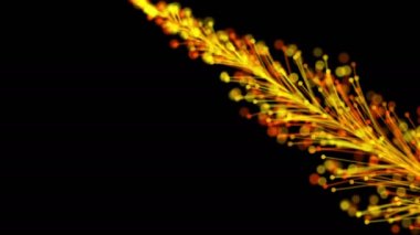 Parlak bir dalın, siyah bir zemin üzerinde parçacıklarla dinamik ve zarif bir şekilde büyüyen şık bir animasyonu. Büyülü muhteşem bitki örtüsü. Herhangi bir tasarımın mükemmel arkaplanı ve ögesi