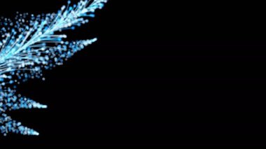 Siyah arka planda parçacıkların dinamik ve zarif bir şekilde büyüdüğü parlak dalların yeni yıl animasyonu. Büyülü muhteşem bitki örtüsü. Mükemmel arkaplan ve öge