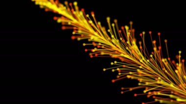 Siyah arka planda dinamik ve zarif bir şekilde büyüyen parlak bir dalın şık bir animasyonu. Büyülü muhteşem bitki örtüsü. Herhangi bir tasarımın mükemmel arkaplanı ve ögesi