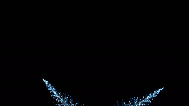 Стильная Новогодняя Анимация Ярких Ветвей Динамично Растет Черном Фоне Формирует — стоковое видео
