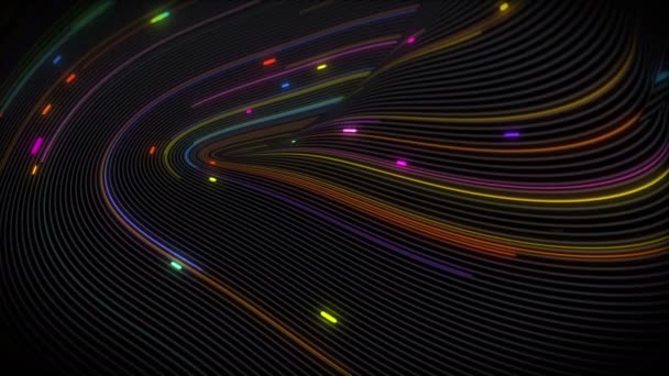 Spirale Wirbelströme Aus Licht Auf Einer Oberfläche Mit Linien Bunte — Stockvideo