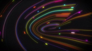 Çizgileri olan bir yüzeydeki spiral girdap ışık akımları. Sunumlar, tatiller ve görüntüler için renkli ve dekoratif arka planlar. Işık yükselen dalga hareketleri