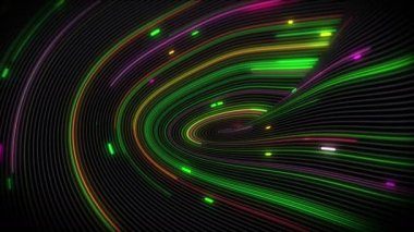 Çizgileri olan bir yüzeydeki spiral girdap ışık akımları. Sunumlar, tatiller ve görüntüler için renkli ve dekoratif arka planlar. Işık yükselen dalga hareketleri