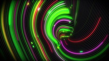 Çizgileri olan bir yüzeydeki spiral girdap ışık akımları. Sunumlar, tatiller ve görüntüler için renkli ve dekoratif arka planlar. Işık yükselen dalga hareketleri