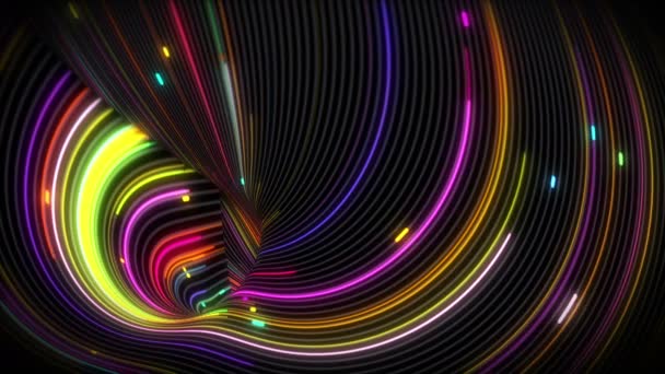Spirale Wirbelströme Aus Licht Auf Einer Oberfläche Mit Linien Bunte — Stockvideo