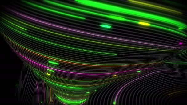 Spirale Wirbelströme Aus Licht Auf Einer Oberfläche Mit Linien Bunte — Stockvideo