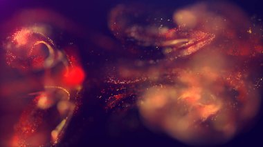 Uzayda çok renkli, enerjik, soyut parçacık bulutunun 3 boyutlu yansıması. Parlayan sıvı parçacıkları dinamik akış. Güzel Soyut Arkaplan. Geleceğin ışıltılı alan efekti