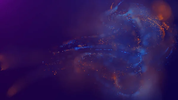 Візуалізація Різнокольорової Яскравої Абстрактної Хмари Частинок Просторі Динамічний Потік Частинок — стокове фото
