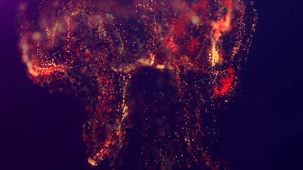 Vykreslování Mnohobarevného Pulzujícího Abstraktního Mraku Částic Vesmíru Zářící Tekuté Částice — Stock fotografie