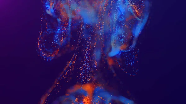 Vykreslování Mnohobarevného Pulzujícího Abstraktního Mraku Částic Vesmíru Zářící Tekuté Částice — Stock fotografie
