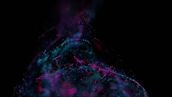 Återgivning Ett Mångfärgat Pulserande Abstrakt Moln Partiklar Rymden Glödande Flytande — Stockfoto