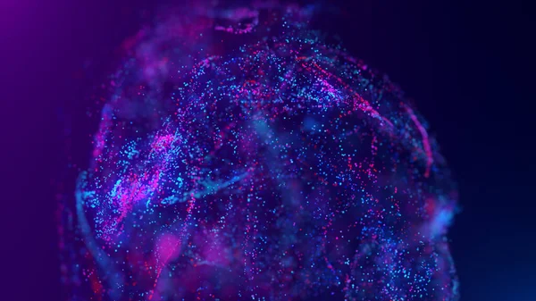 Рендеринг Многоцветного Яркого Абстрактного Облака Частиц Пространстве Динамический Поток Частиц — стоковое фото