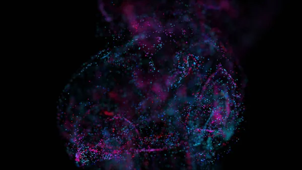 우주에 입자들로 이루어진 다채롭고 활기차고 추상적 렌더링입니다 입자의 역동적 흐름을 — 스톡 사진