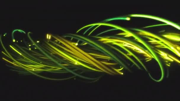 Красочный Абстрактный Фон Нитей Линий Лент Волокон Проволоки Переплетение Ярких — стоковое видео