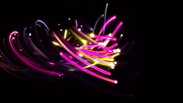 Fondo Abstracto Colorido Cuerdas Líneas Cintas Fibras Alambres Tejido Cuerdas — Vídeos de Stock