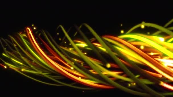 Fondo Abstracto Colorido Cuerdas Líneas Cintas Fibras Alambres Tejido Cuerdas — Vídeos de Stock