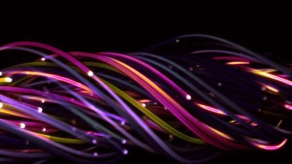 Sicimler Çizgiler Kurdeleler Lifler Kablolardan Oluşan Renkli Bir Arkaplanın Boyutlu — Stok fotoğraf