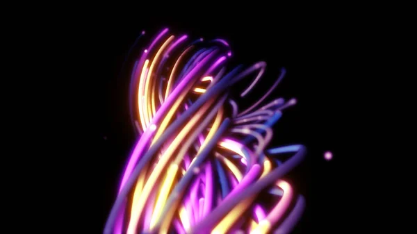 3D rendering of a colorful abstract background of strings, lines, ribbons, fibers or wires. Interweaving of bright strings in space. Lines form structural fibers
