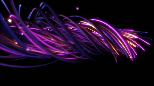 Rendering Colorful Abstract Background Strings Lines Ribbons Fibers Wires Interweaving — Stock Photo, Image