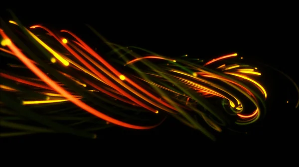 Rendering Colorful Abstract Background Strings Lines Ribbons Fibers Wires Interweaving — Stock Photo, Image