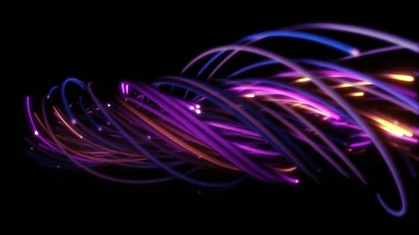 Rendering Colorful Abstract Background Strings Lines Ribbons Fibers Wires Interweaving — Stock Photo, Image