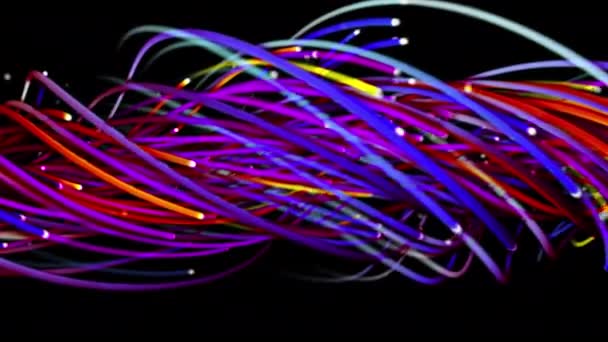 Colorful Abstract Background Strings Lines Ribbons Fibers Wires Interweaving Bright — Stock Video