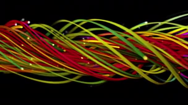 Fond Abstrait Coloré Cordes Lignes Rubans Fibres Fils Entrelacement Cordes — Video