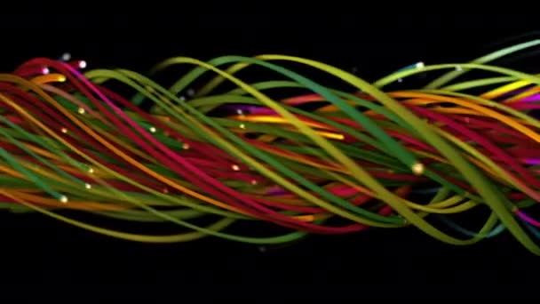 Fondo Abstracto Colorido Cuerdas Líneas Cintas Fibras Alambres Tejido Cuerdas — Vídeo de stock