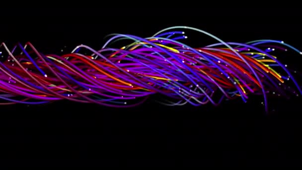 Fundo Abstrato Colorido Cordas Linhas Fitas Fibras Fios Entrelaçamento Cordas — Vídeo de Stock