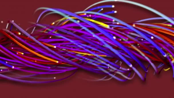 Colorful Abstract Background Strings Lines Ribbons Fibers Wires Interweaving Bright — Stock Video