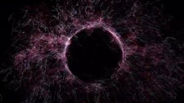Kozmik enerji dizileri. Enerji ince parlak elementler şeklinde akar. Çizgiler yapısal lifler oluşturur