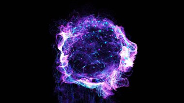 Kozmik enerji dizilerini üç boyutlu yorumluyor. Enerji ince parlak elementler şeklinde akar. Çizgiler yapısal lifler oluşturur