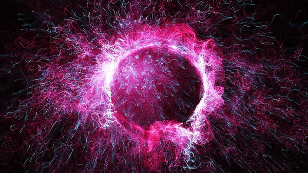 3D rendering cosmic energy strings. Energy flows in the form of thin bright elements. Lines form structural fibers