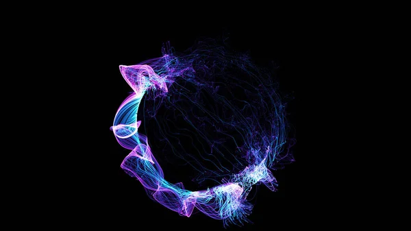 3D rendering cosmic energy strings. Energy flows in the form of thin bright elements. Lines form structural fibers