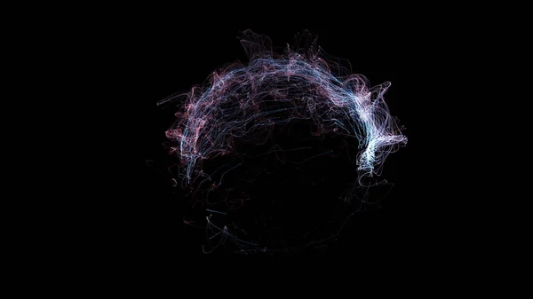 3D rendering cosmic energy strings. Energy flows in the form of thin bright elements. Lines form structural fibers