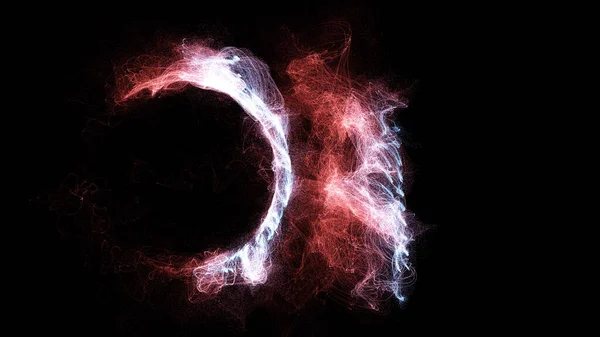 3D渲染宇宙能量弦 能量以稀薄明亮的元素的形式流动 线形成结构纤维 — 图库照片