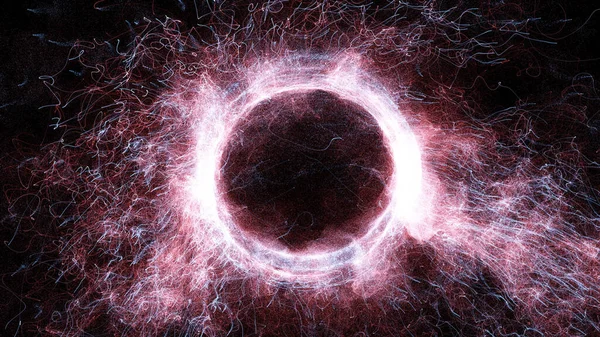 3D rendering cosmic energy strings. Energy flows in the form of thin bright elements. Lines form structural fibers