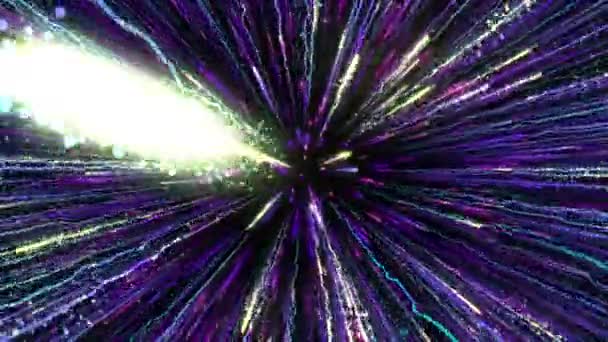 Luminose Particelle Multicolori Riempiono Spazio Con Getti Energia Luce Sfondo — Video Stock