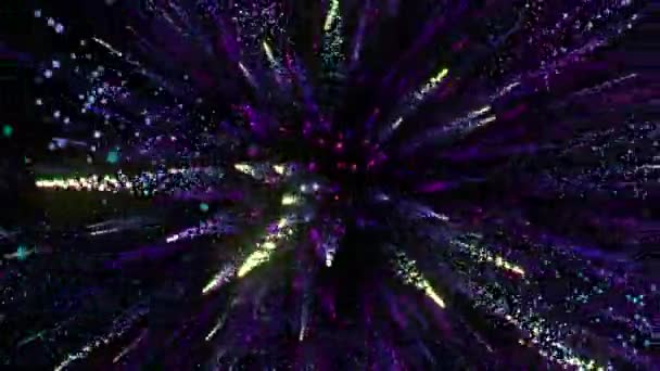 Des Particules Multicolores Lumineuses Remplissent Espace Jets Énergie Lumière Fond — Video